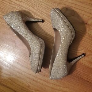 Silver Slippers Gold Sparkle Pumps Sz 9.5